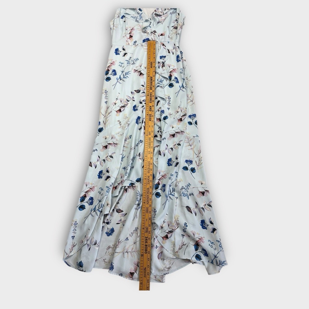 Banana Republic Floral Ruffle‎ High-Low Maxi Dress Blue Sleeveless Size 6 - Picture 8 of 13